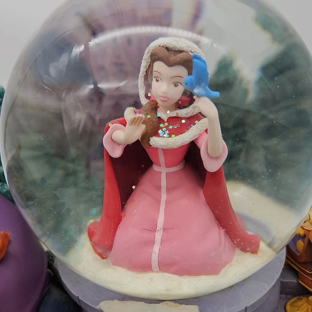 Disney Beauty and the Beast Snow Globe Something There Musical Bird Feeding READ